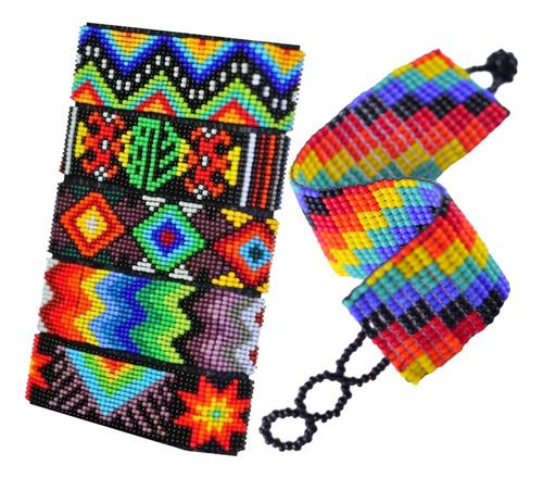 Pulsera Hombre Tejido En Mostacillas Pack 4 Piezas Color Variados Diámetro 6 Cm Largo 18 Cm