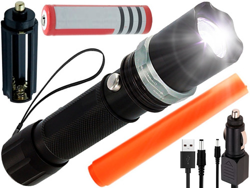 Linterna Tactica Led Cree Zoom Recargable O Pilas 1200 Lumen