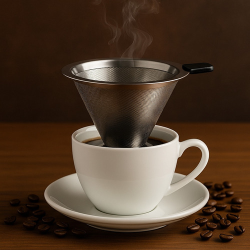 Coador De Café Mini Filtro Reutilizável Inox Chá Sem Papel