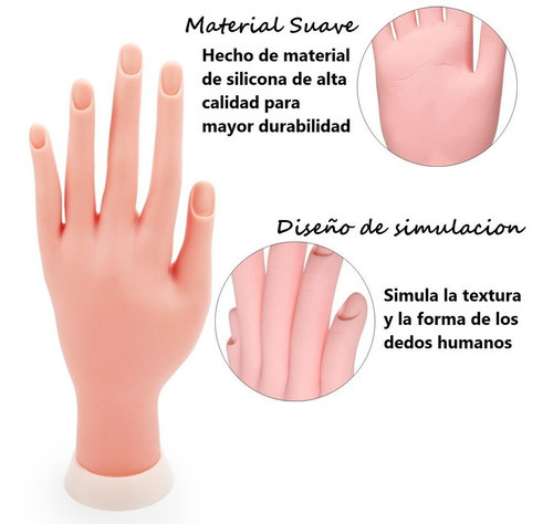 Mano Flexible Maniquí Para Practica Manicure Diseño En Goma