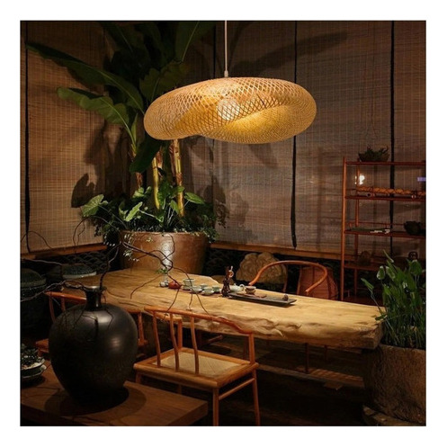 Bambu Rattan E27 Pendurado Luminária Lustre Luminária 50cm