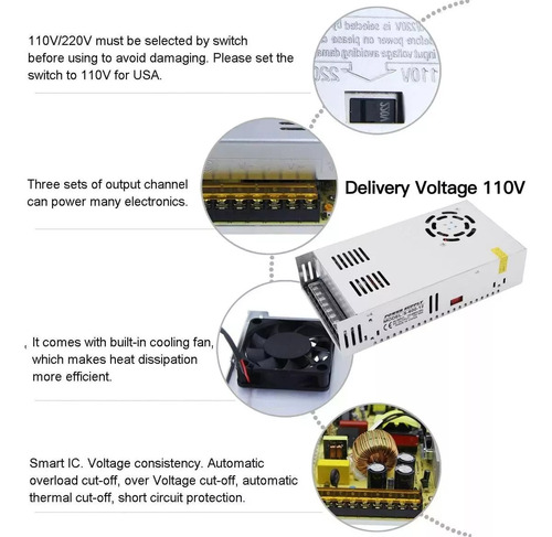 Fuente Conmutada 12v 40a 480w Eliminador Transformador Drive
