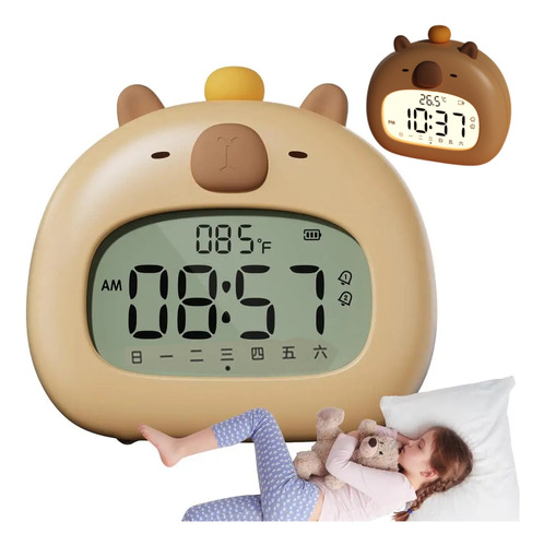 Lindo Despertador Capybara Para Niños Con Luz Led