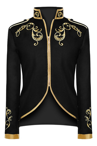 Traje Retro De Halloween For Hombre Abrigo Dorado Abrigo