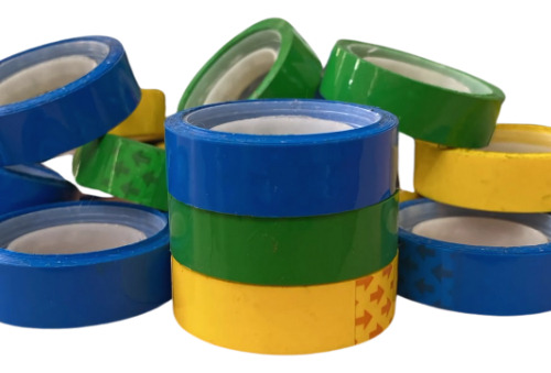 Cinta Adhesiva De Color 12mm X 10mts Brw Pack X3 Color Azul Verde Amarillo