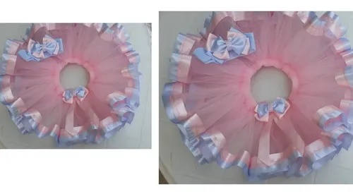 Saia Rosa M e E Filha Fantasia Tutu Rosa E Azul Beb