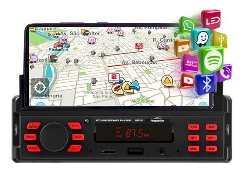 Rádio Automotivo Suporte Celular Bluetooth Usb Fm Som Carro