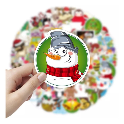 Navidad Stickers Decoracion 50 Calcomanias De Pvc Vs Agua