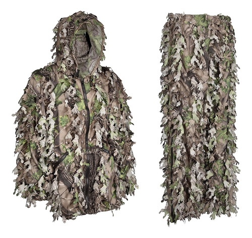 Woodland Camo Ghillie - Traje De Hoja 3d Con Cremalleras Y B