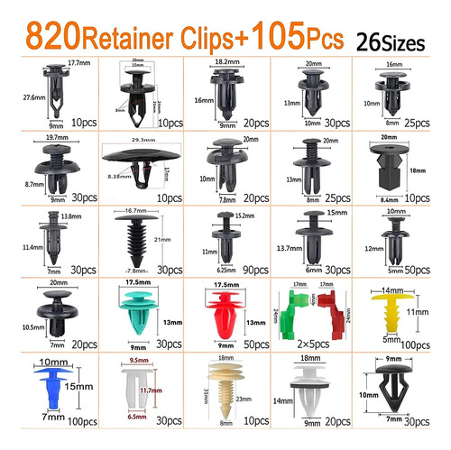 925pc Kit Grapas Auto Clip Herramientas Quita Moldura Grapas