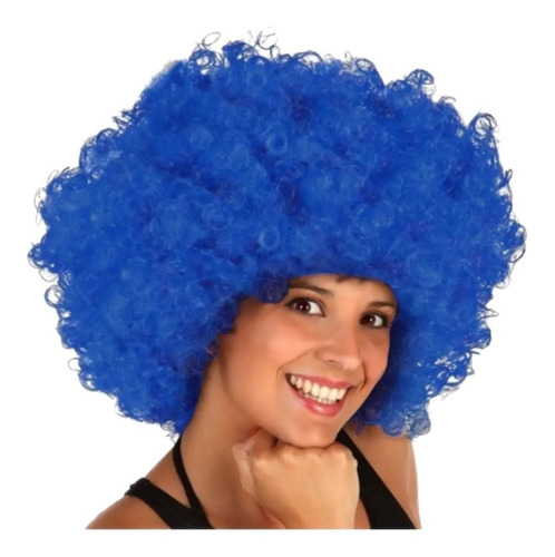 Peluca Afro Azul X1