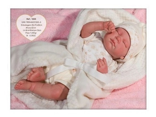 Imagem 2 de 2 de Boneca Bebê Reborn Olho Fechado Bege Baby Brink