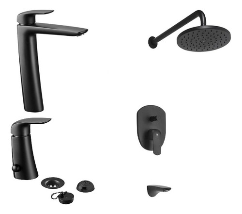 Grif Baño Fv Epuyen Lavatorio Alto Bidet Ducha Embutir Negro