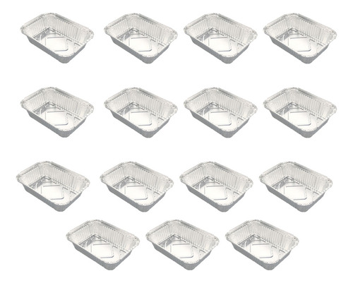 Paquete De 15 Bandejas Cuadradas De Aluminio Desechables Pla