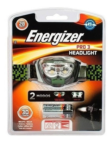 Linterna Vincha Energizer 30 Lumens 2 Modos Led Rojo 3 Aaa