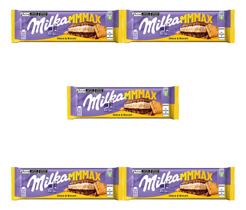 Chocolate Milka Choco E Biscuit Grande Kit 5 Barras De 300g