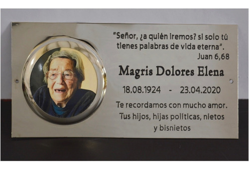 Imagen 9 de 10 de Placa Recordatoria Cementerio 25x15 Con Foto + Crucifijo