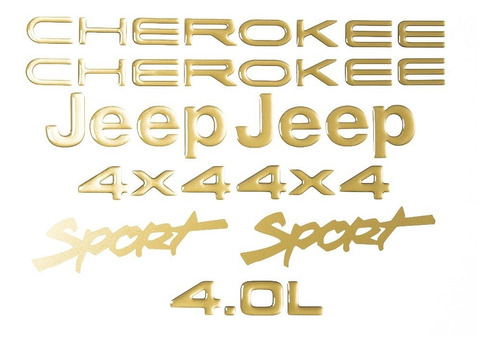 Kit Adesivo Dourado Resinado Jeep Cherokee Sport Verde Dr3