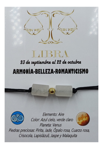 Pulsera Hecha A Mano Signo Libra Estilo Bohemio Piedras B797