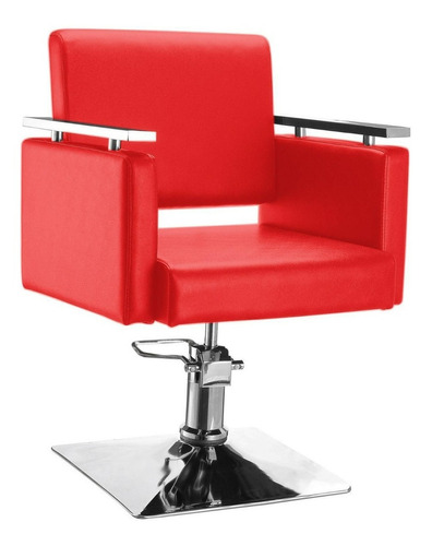 Silla Para Estetica Premium Gran Shopping Cuadrada Barbero Sillon Color Rojo