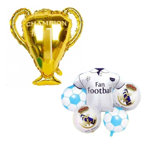 Bouquet 5 Globos Real Madrid + Copa Champions