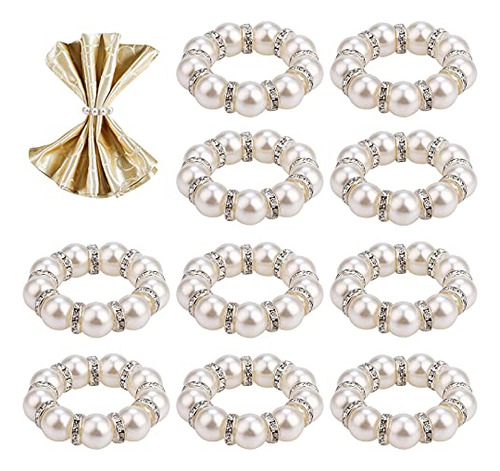 Anillo Servilleta Perlas 10pcs, Decoración Mesa, Fiesta,
