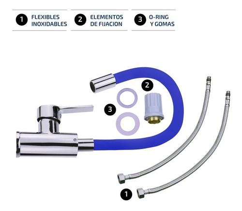 Imagen 3 de 5 de Griferia De Cocina Canilla Monocomando Lavatorio Cuello Goma