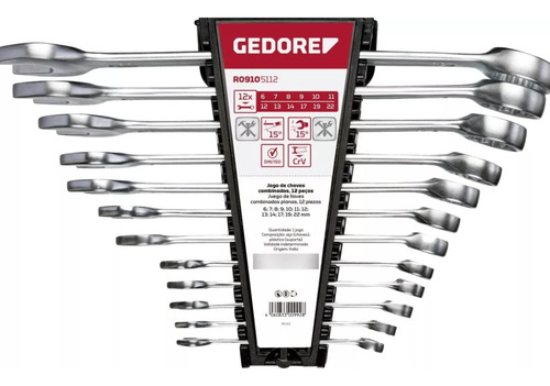 Jogo Chave Combinada Gedore Red 6 A 32mm 15 Peças R09105112