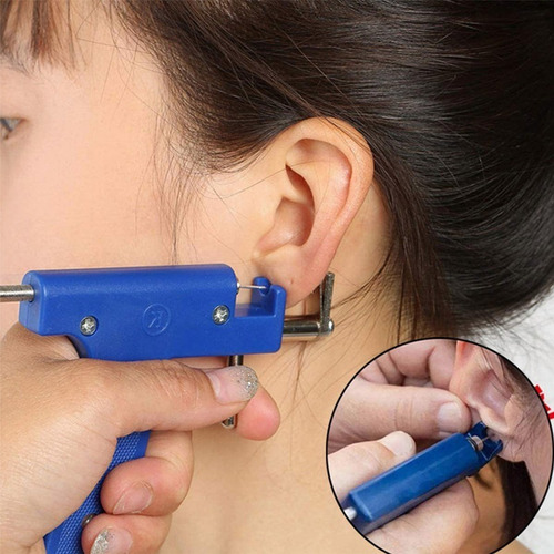 Imagen 7 de 10 de Kit Pistola Inoxidable Perforadora Cuerpo Aros Piercing