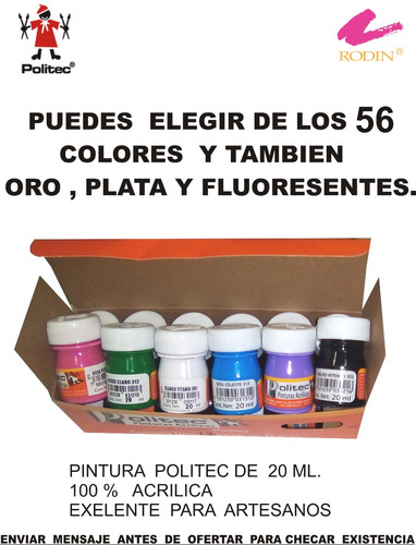 Pintura Politec Cj. Con 12 Pz  20 Ml.  **surtida** 1 Cajas