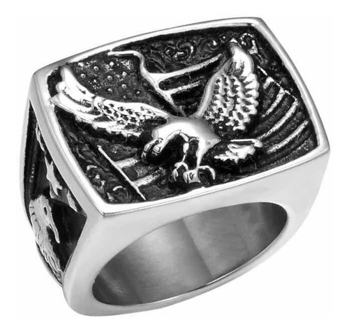 Imagen 1 de 4 de Anillo De Aguila Titanio P Caballero Talla #10