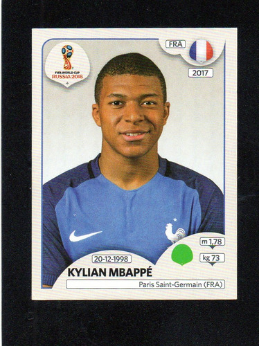 Mundial Rusia 2018, Figurita N° 197 Mbappe, Francia. Mira!!!