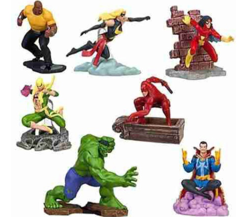 Hulk Pack 7 Figuras De 6 Cm Original Disney Marvel  