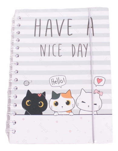 Cuaderno Libreta Mediana Espiral Diseño Gatitos Cute Kawaii