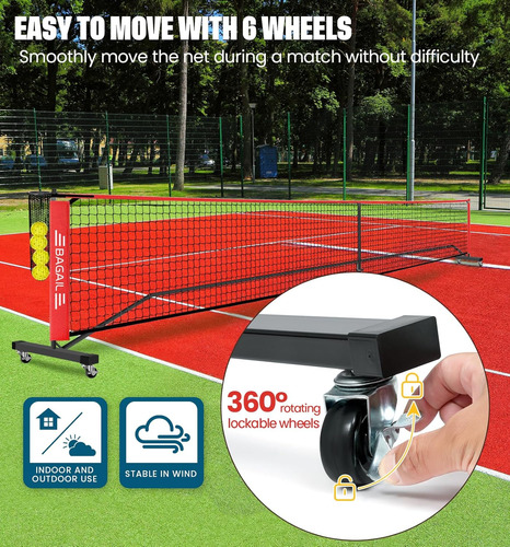 Juego De Red De Pickleball Portátil Con Ruedas, Tamaño Regla