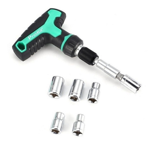 Imagen 3 de 8 de Kit Set Destornillador Tubo Tipo T Proskit Sd-2320m Ratchet Con Estuche