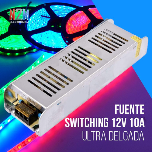 Imagen 6 de 10 de Fuente 12v 10a Metalica Regulada Switching Tira Led Mfull