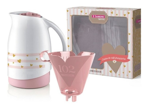 Imagem 3 de 6 de Kit Garrafa Térmica 700ml Suporte Filtro Café Sanremo Branca
