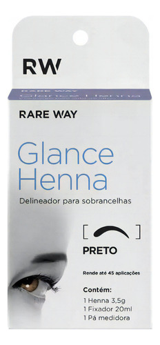 Kit Henna Glance + 100 Palito Aplicação E Remoção De Rena Cor Preto