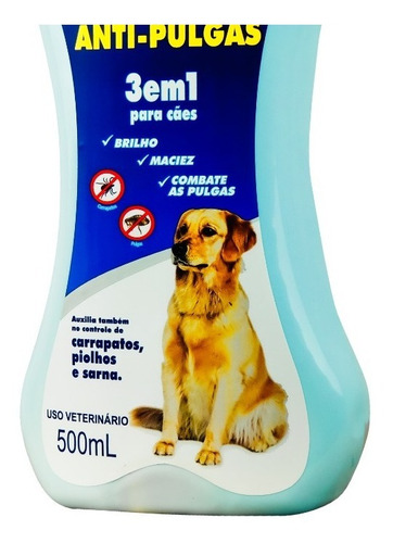 Imagem 2 de 4 de Shampoo Para Cachorro Antipulgas E Carrapatos 3x1 500ml