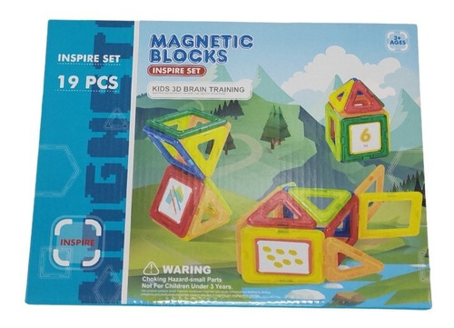 Imagen 3 de 5 de Bloques Magneticos 19 Piezas Imanes Con Formas Magnetic Edu