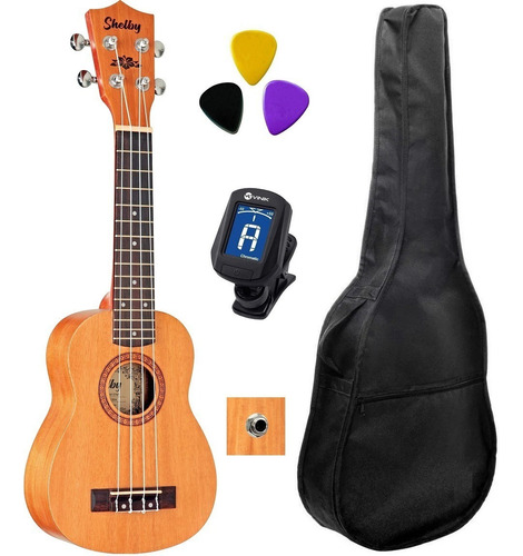 Ukulele Elétrico Shelby Soprano Su21m Capa,palhetas,afinador