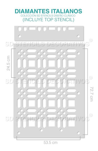 Imagen 5 de 5 de Stencil Diamantes Italianos Plantilla Decorativa Para Pintar