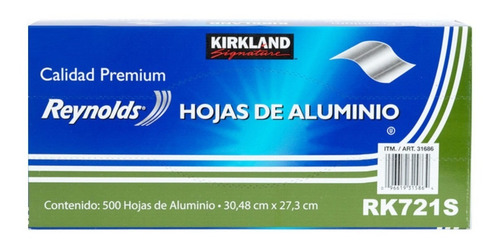 Imagen 2 de 5 de Papel Aluminio 500 Hojas Kirkland Grueso Resistente 30x37cm