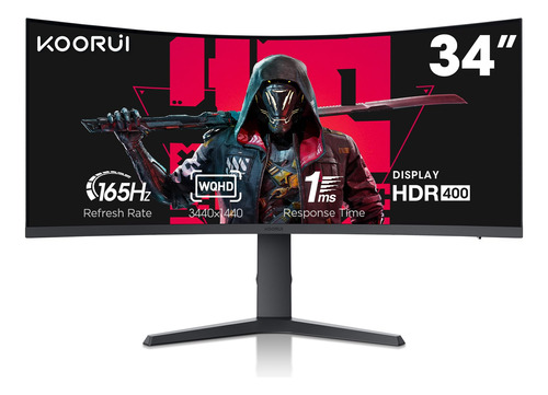 Koorui Monitor Curvo Ultra Ancho De 34 Pulgadas Para Juegos.