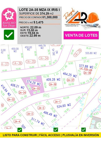 Venta Lote Iris I Muy Plano Y De Bonita Vista Además De Doble Frente En Doble Calle Con Proyecto Incluído En Fracc Rancho San Diego Ixtapan De La Sal Edomex