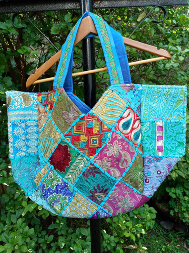 Bolso Grande Importado Hindu, Cartera ( Cod 31-32 ) Turquesa-celeste 31