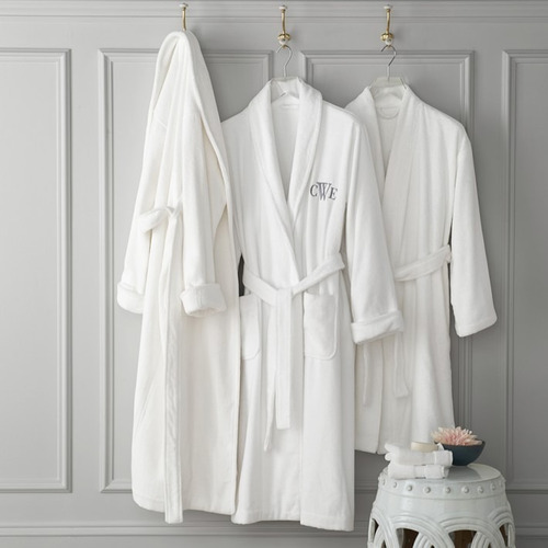 Imagen 3 de 3 de Bata Baño Hombre Hotel Blanco Liso Talla Única