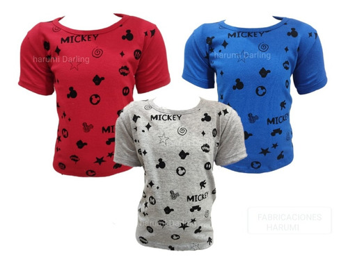 Pack X5 Remera Bebe  Algodon Peinado Diseño Mickey X Mayor