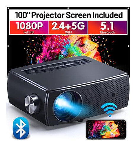 Proyector Clokowe 10000 Lúmenes 1080p Hd Wifi -negro Color Black